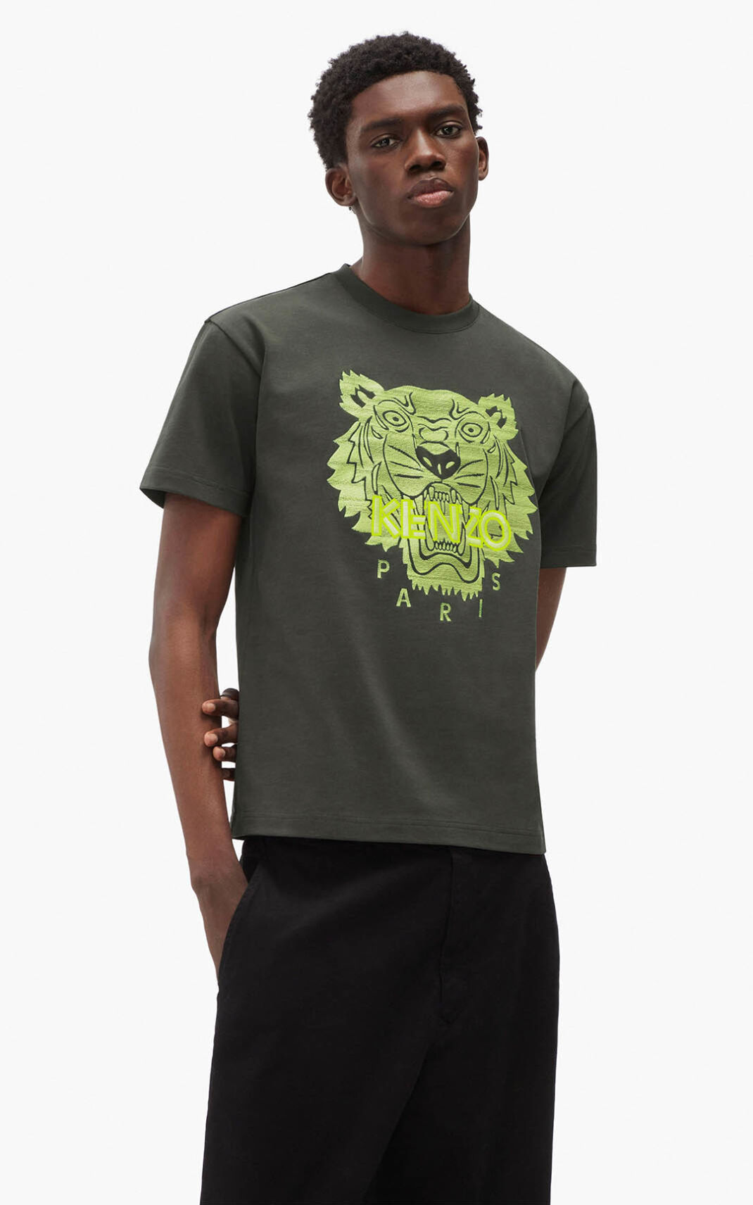 Kenzo Tiger loose fitting T-shirts Herre - MørkeKhaki DK-968724